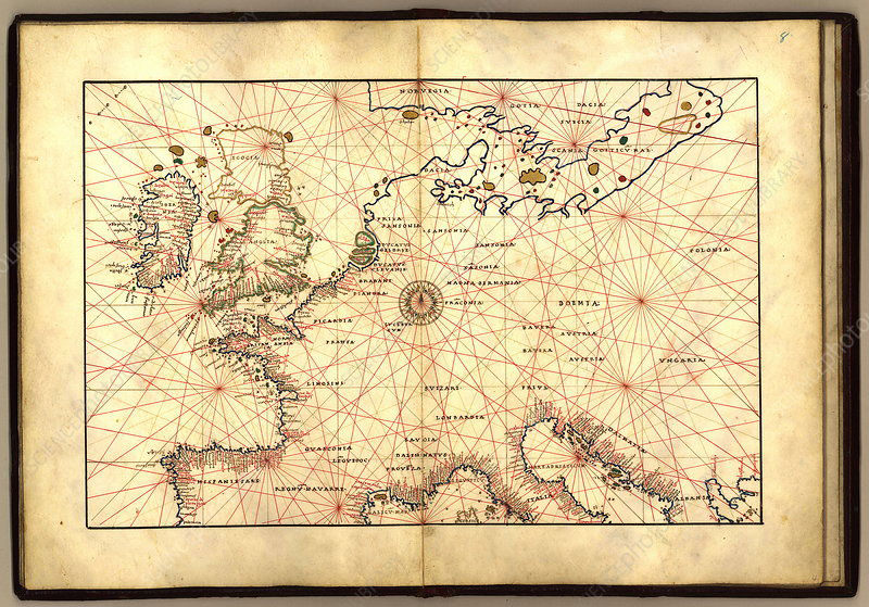 Nautical chart of Europe, copy of the Atlas Agnesa, 1544