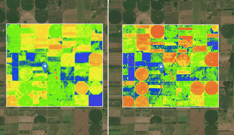 Satellite monitoring of agricultural conditions