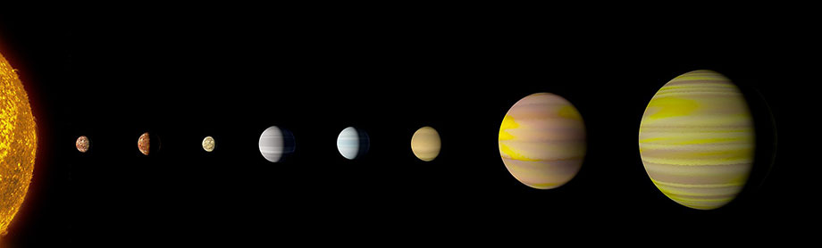 yellow dwarf and eight exoplanets of the system Kepler-90