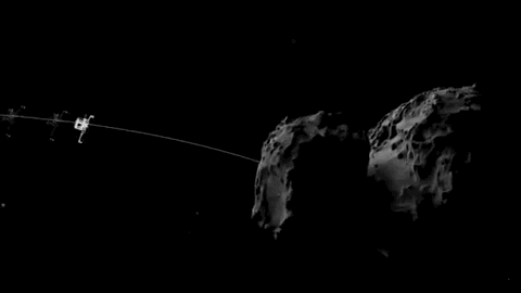 descent of the Philae probe onto a comet