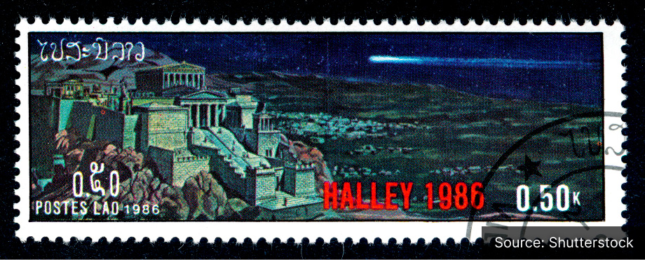 почтовая марка с кометой Галлея