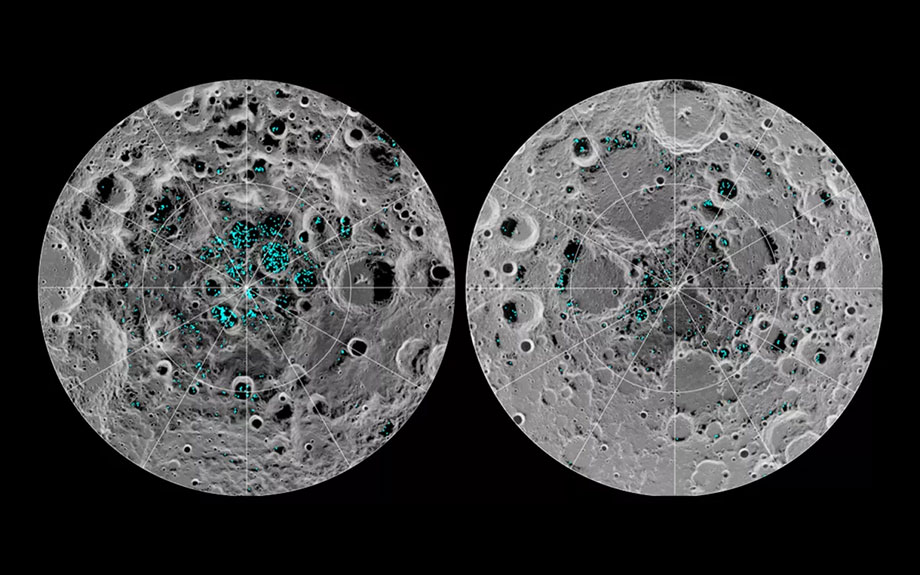 Ice deposits on the poles of the Moon