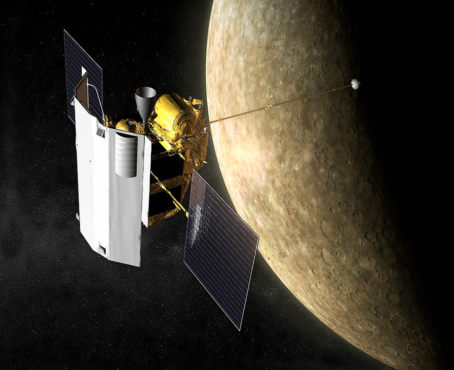 MESSENGER spacecraft orbiting Mercury