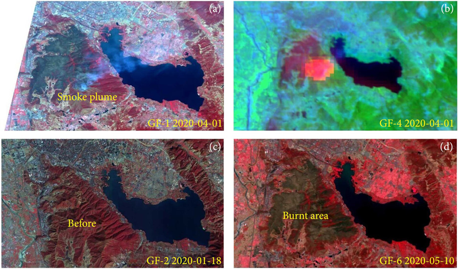 forest fires in Xichang in 2020 from space