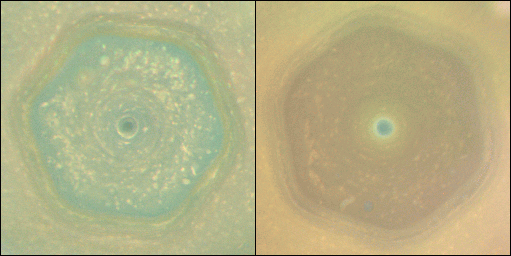 Северный полюс Сатурна и гексагональный шторм