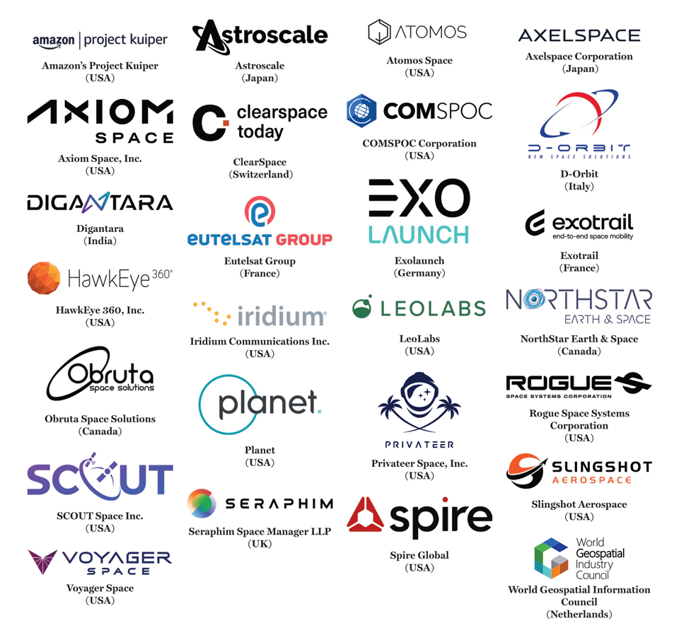 Aerospace companies that signed the document not to conduct space anti-satellite testings