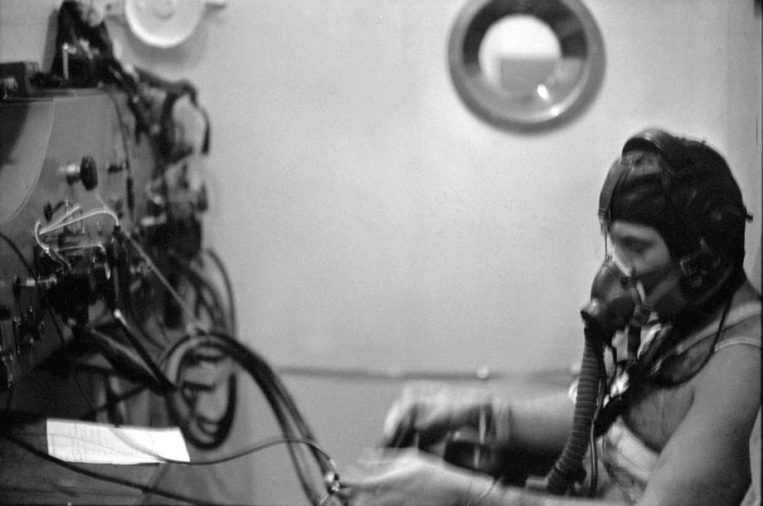 Heorhiy Dobrovolsky in a pressure chamber