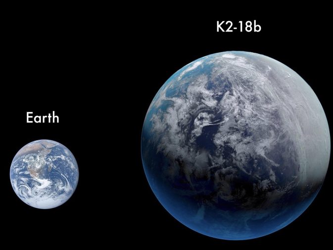 Artist’s rendition of Earth and K2-18b