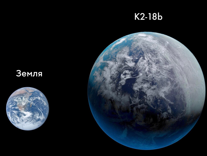 Художнє співставлення Землі та K2-18b
