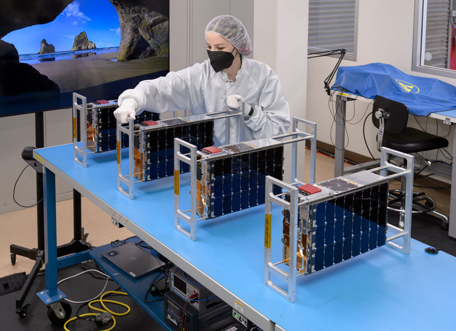 Starling mission CubeSats undergoing laboratory testing