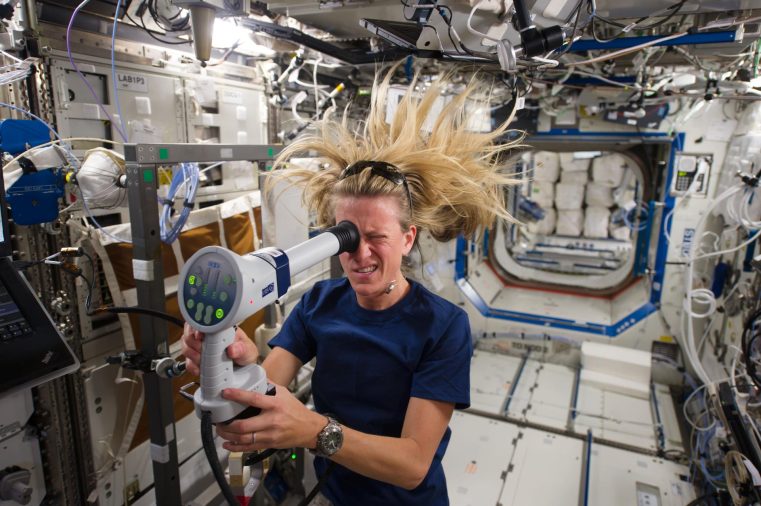 NASA astronaut Karen Nyberg gets her eyes checked