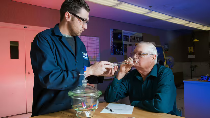 NASA odor specialist at work in his office