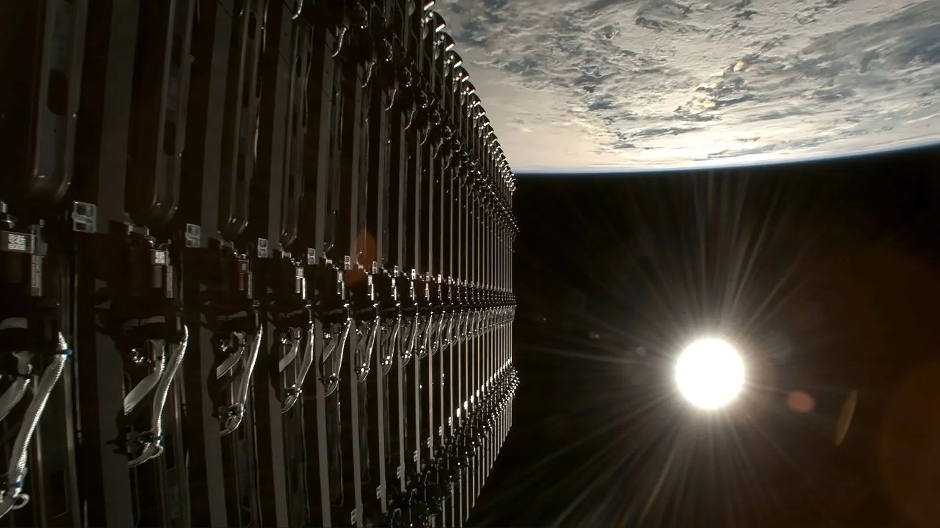 Starlink satellites before deployment in orbit